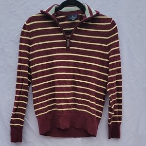 Brooks Brothers Burgundy and Cream Zip-Up Sweater